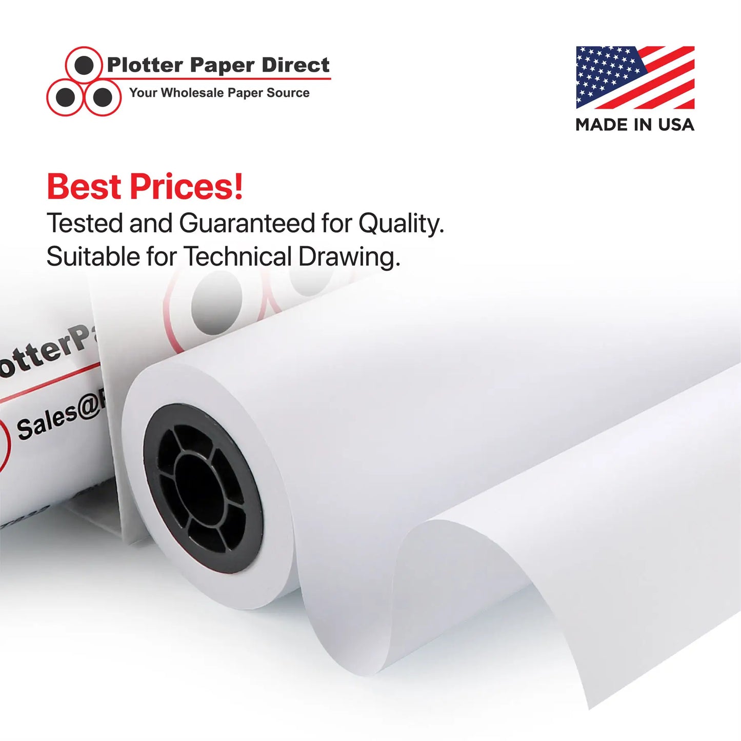 (2) 24'' x 300' Rolls - 18# Translucent Bond - 2'' Core