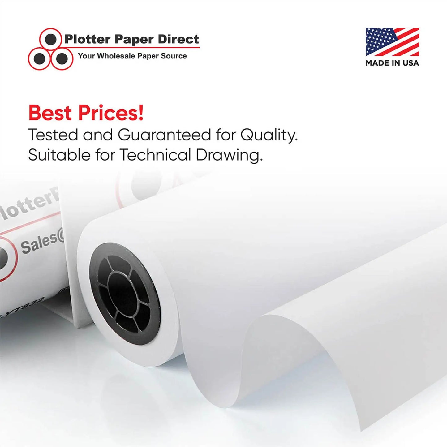 (4) 30'' x 150' Rolls - 20# Plotter Paper - 2'' Core