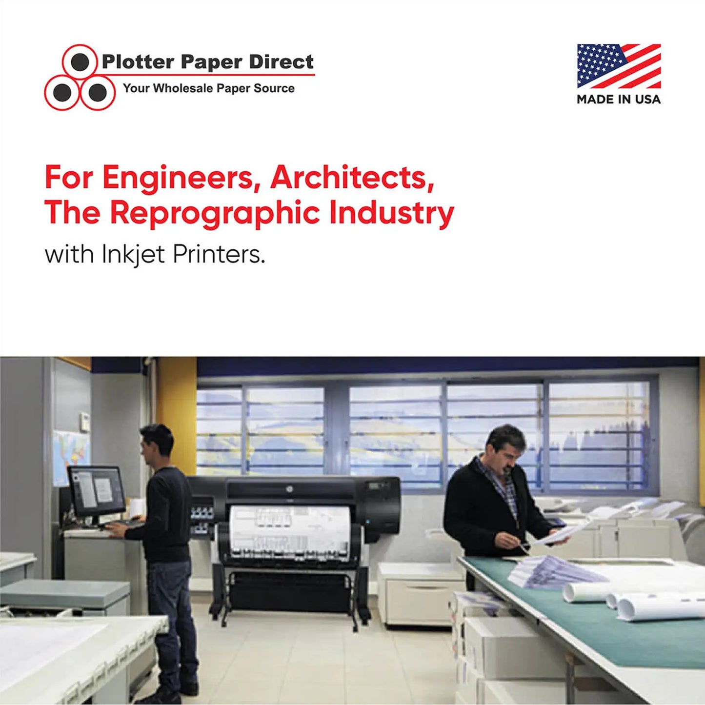 (4) 30'' x 150' Rolls - 20# Plotter Paper - 2'' Core