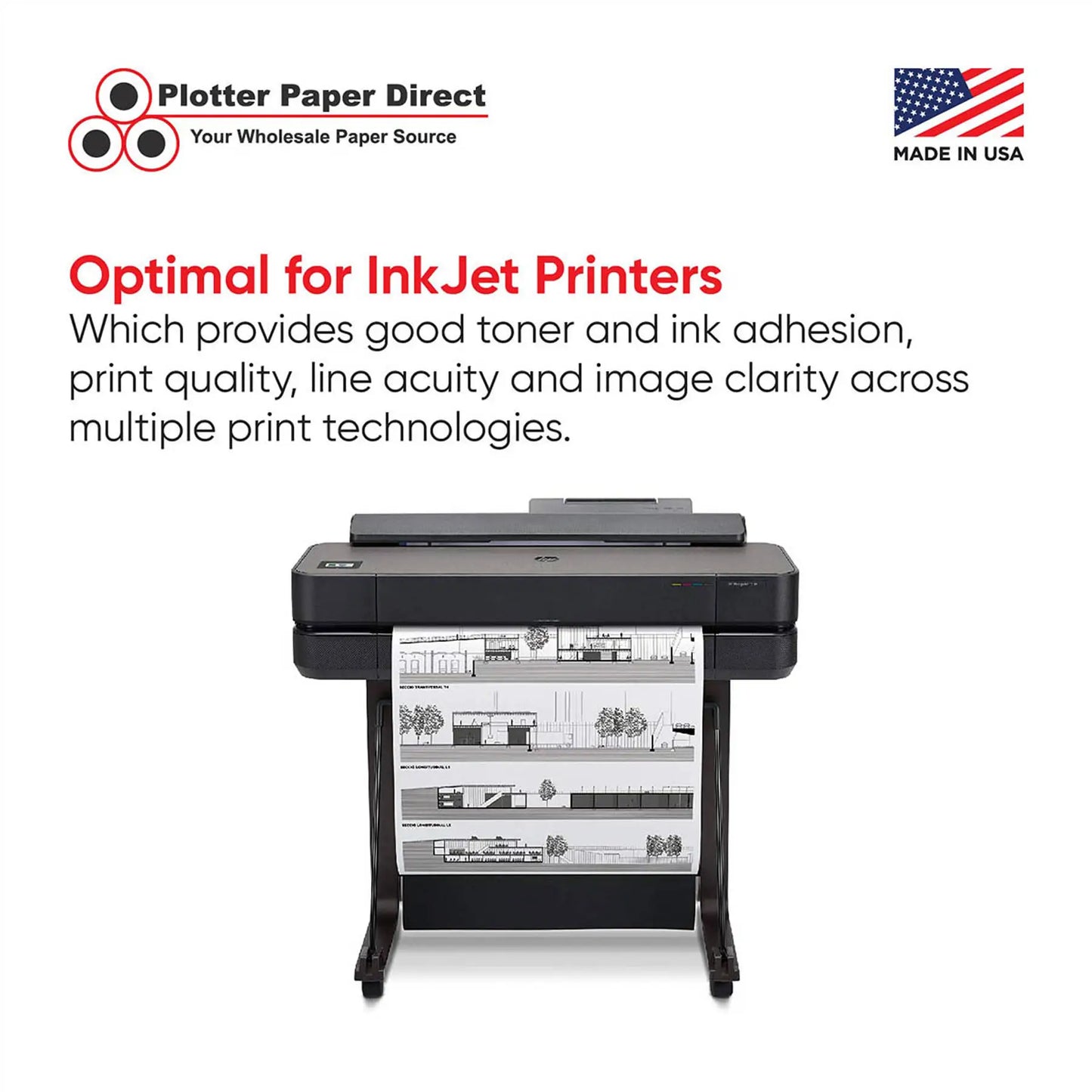 (4) 30'' x 150' Rolls - 20# Plotter Paper - 2'' Core