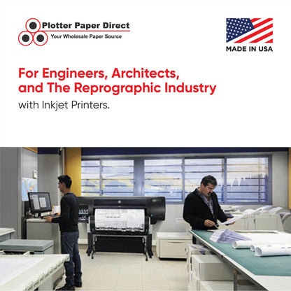 (2) 36'' x 300' Rolls - 20# Plotter Paper - 2'' Core