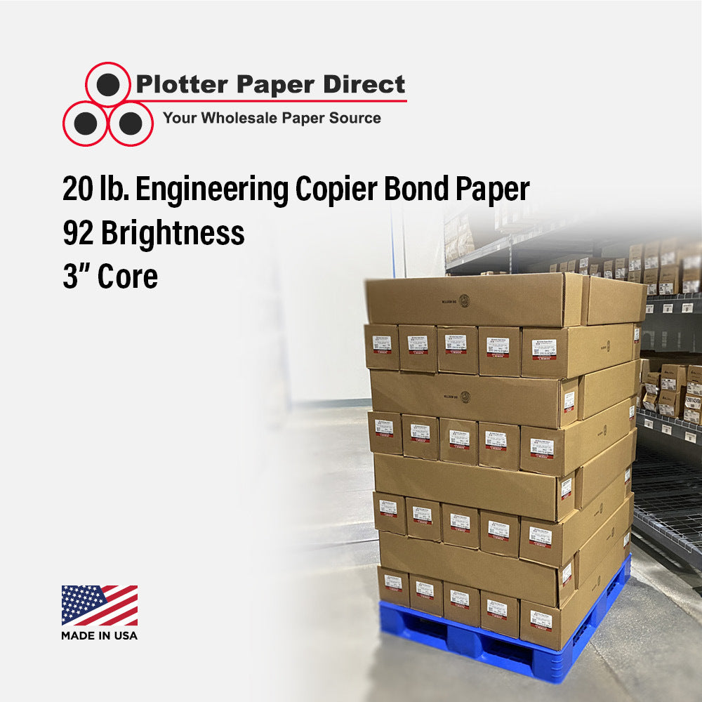 18'' x 500' Rolls - 20# Engineering Bond - 3'' Core (Pallet of 42)