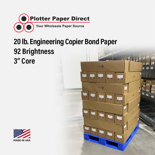 22'' x 650' Rolls - 20# Engineering Bond - 3'' Core (Pallet of 30)