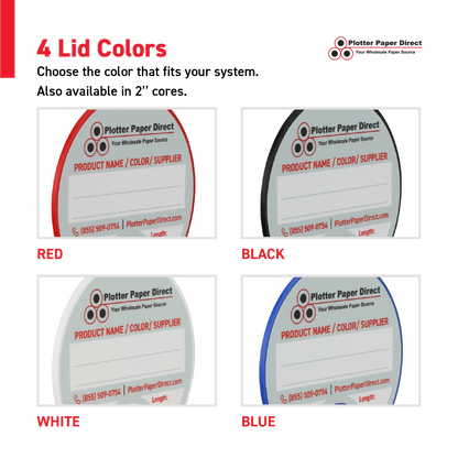 Kit of 10 Rewritable White Lids for 3" Core Media Rolls + 1 Blue Bench Organizer for 2" & 3" Cores – Durable Storage & Organization for Print Shops and Studios