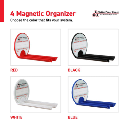 Kit of 10 Rewritable White Lids for 3" Core Media Rolls + 1 Blue Magnetic Wall Organizer for 2" & 3" Cores – Durable Storage Solution for Print & Sign Shops