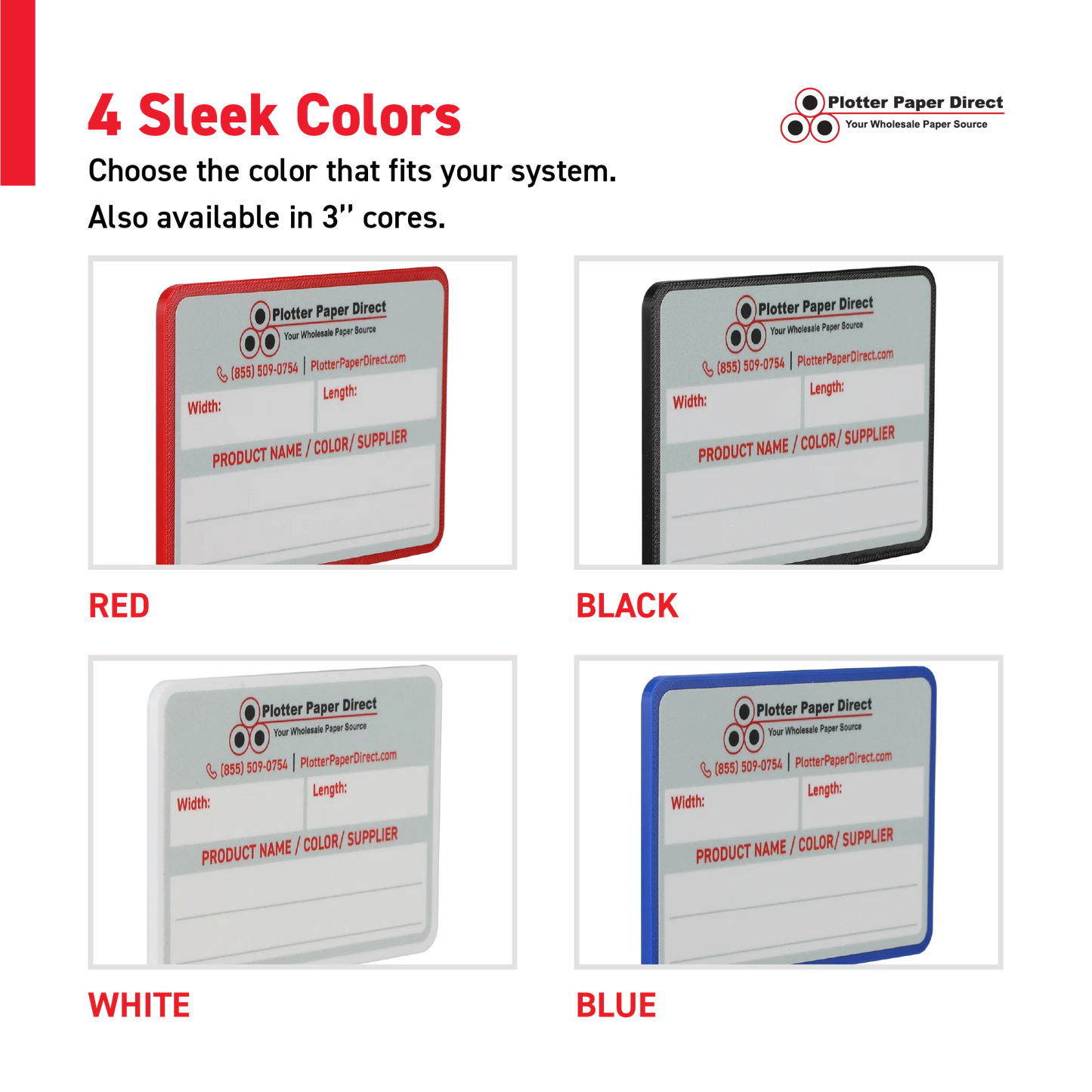 White MediaCards Kit for Vinyl Roll Storage – 10 Writable Double-Sided Cards for 2" Core Rolls with Blue Magnetic Organizer – Label & Track Media Easily