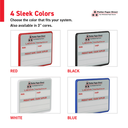 White MediaCards Kit for Vinyl Roll Storage – 10 Writable Double-Sided Cards for 2" Core Rolls with Blue Magnetic Organizer – Label & Track Media Easily