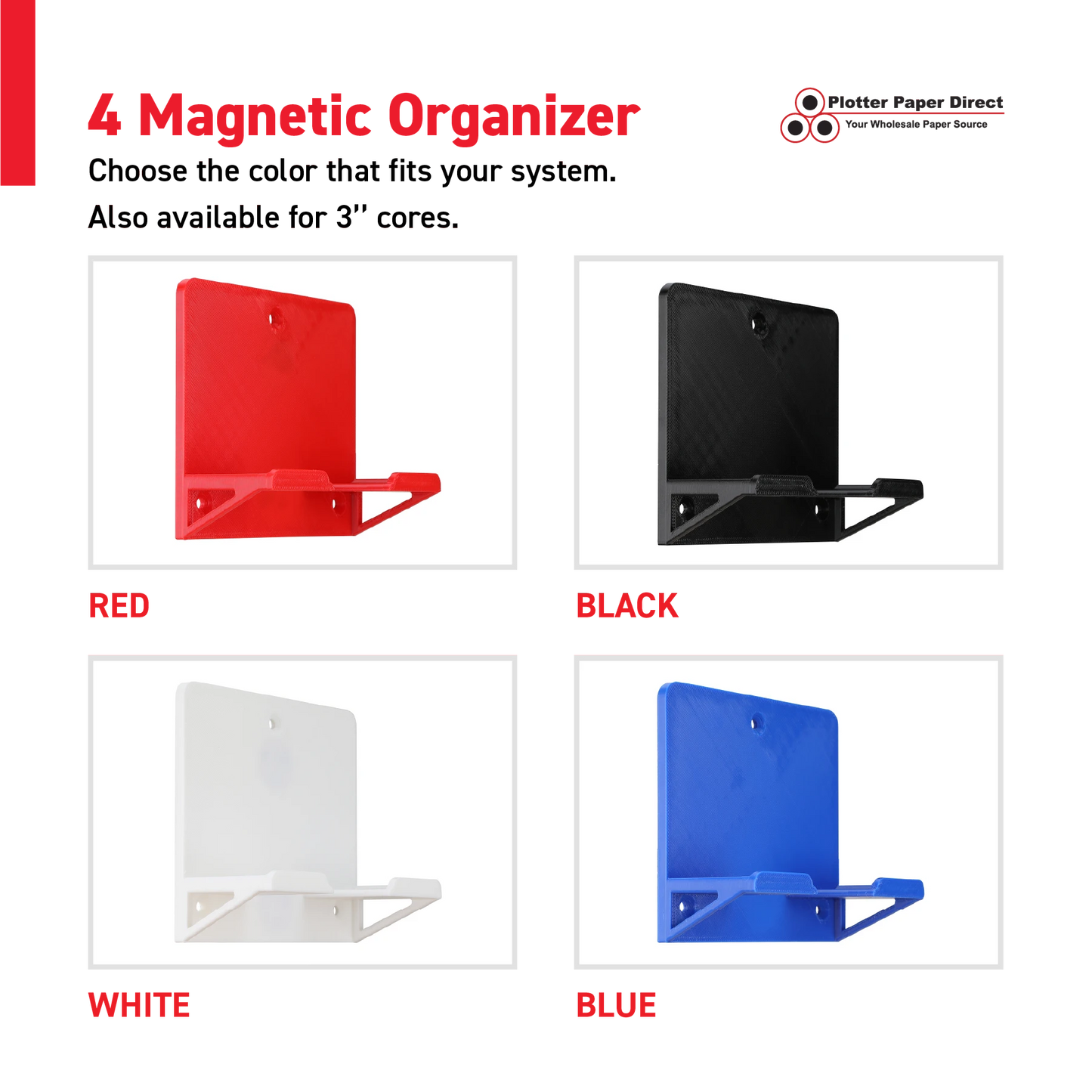 White MediaCards Kit for Vinyl Roll Storage – 10 Writable Double-Sided Cards for 2" Core Rolls with Blue Magnetic Organizer – Label & Track Media Easily