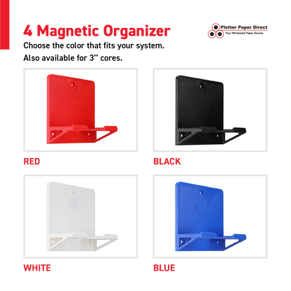 White MediaCards Kit for Vinyl Roll Storage – 10 Writable Double-Sided Cards for 2" Core Rolls with Blue Magnetic Organizer – Label & Track Media Easily