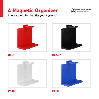 Kit of 10 White Rewritable MediaCards Hooks + Blue Magnetic Wall Organizer – Dry-Erase Labeling Kit for Vinyl Roll Storage in Print & Sign Shops