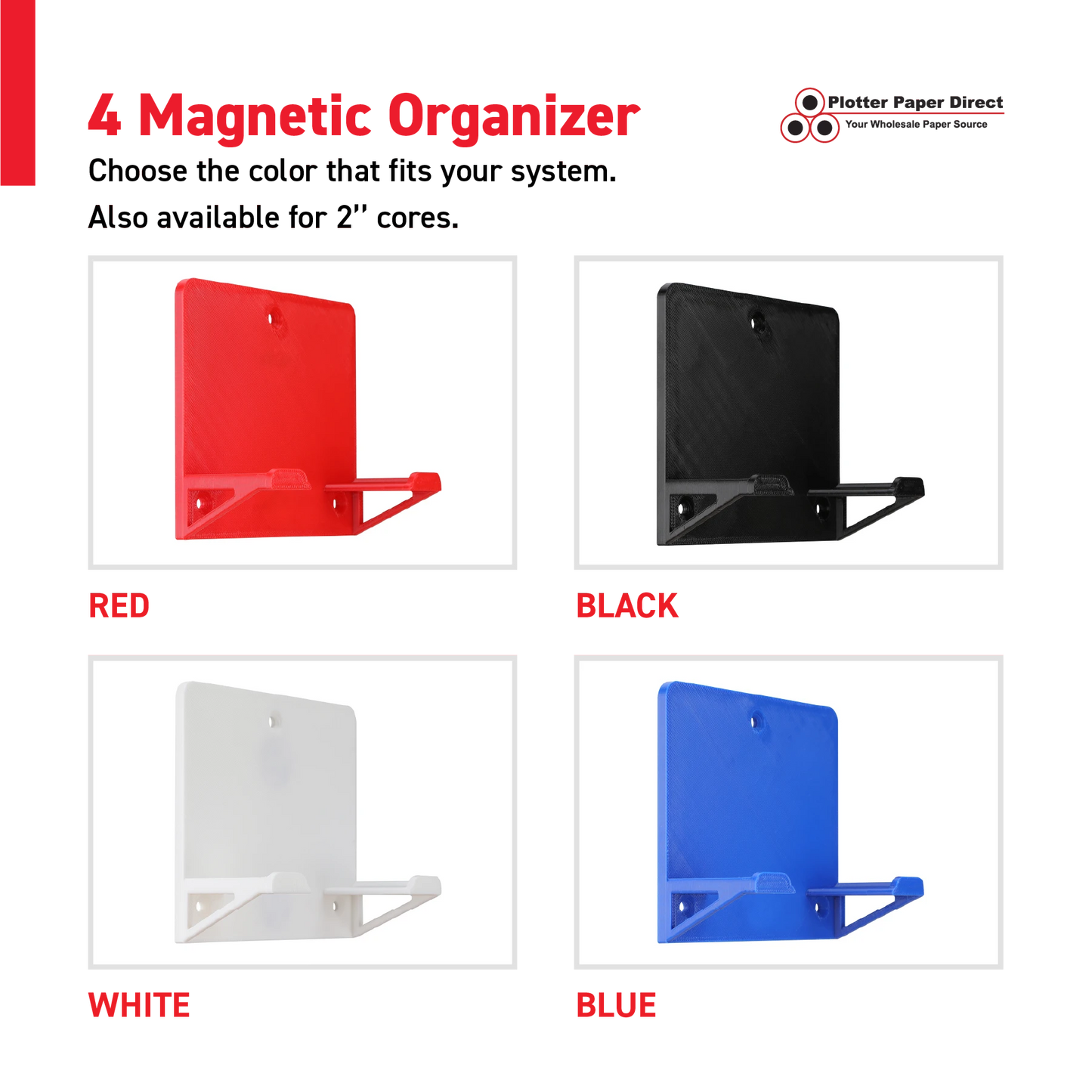 White MediaCards Kit for Vinyl Roll Storage – 10 Writable Double-Sided Cards for 3" Core Rolls with Blue Magnetic Organizer – Label & Track Media Easily