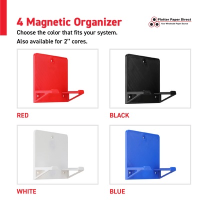 White MediaCards Kit for Vinyl Roll Storage – 10 Writable Double-Sided Cards for 3" Core Rolls with Blue Magnetic Organizer – Label & Track Media Easily