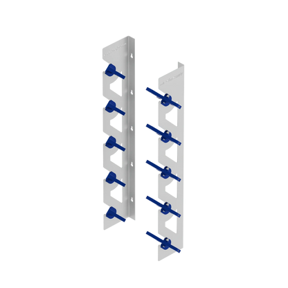 2-Pack Wall Mounted Vinyl Roll Storage Racks – White Aluminum with Blue ABS Swivel Arms, Holds 10 Rolls Total, Space-Saving Organizer for Print Shops, Studios & Craft Rooms